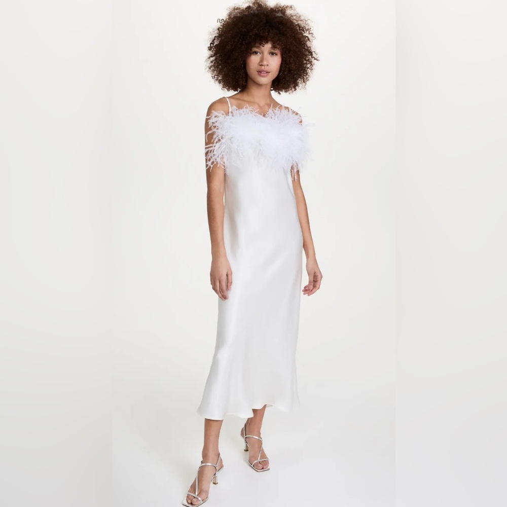 SLEEPER Boheme Slip Dress with Feathers NEW - Picture 5 of 16